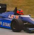 Piercarlo Ghinzani na tentativa de fazer o Ligier/Alfa andar..  Foto: X / Reprodução