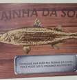 "Esfregue sua mão na tainha da sorte. Você pode ser o próximo milionário", diz a placa.  Foto: Marcelo Gregorio/Arquivo Pessoal