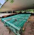 Estrutura metálica de manutenção da marquise do Parque do Ibirapuera caiu e deixou quatro pessoas feridas.  Foto: Defesa Civil/Divulgação / Estadão