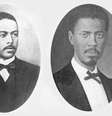 A imagem em preto e branco mostra dois retratos dos irmãos Antônio e André Rebouças, dois engenheiros importantes para a história do Brasil.  Foto: Alma Preta