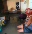 Norma se sentou no sofá ainda submerso pela água e colocou o cachorro a salvo em cima de uma estante  Foto: Reprodução/Arquivo Pessoal