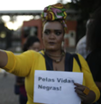 Manifestação "Cartão Vermelho para o Racismo", em Brasília, em apoio ao jogador do Real Madrid Vinicius Junior, alvo de ataques racistas na Espanha  Foto: WILTON JUNIOR/ESTADÃO