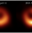 Novas imagens do M87* feitas em abril de 2018, um ano após observações de 2017  Foto: Colaboração Event Horizon Telescope (EHT)
