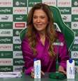 A presidente Leila Pereira, da SE Palmeiras, durante coletiva de imprensa, na Academia de Futebol.  Foto: Cesar Greco/Palmeiras