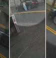 A mulher aparece tentando tirar os homens de dentro do carro  Foto: Reprodução/TV Globo