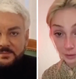 O cantor Philipp Kirkorov e a apresentadora de TV Nastya Ivleeva estão entre as celebridades que apareceram pedindo desculpas por terem aparecido quase nuas em uma festa privada  Foto: REUTERS / BBC News Brasil