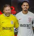 Augusto Melo, ao lado de Lucas Veríssimo, em apresentação de patrocinador  Foto: Meu Timão