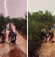 Raio atingiu região do Jalapão e foi flagrado por turistas  Foto: Reprodução/Instagram/@viagemconceito