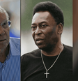 Fotos:NELSON ALMEIDA/AFP via Getty Images e Ricardo Saibun/Santos  - Legenda: Zagallo e Pelé serão lembrados na final da Supercopa Rei, que, já no nome, homenageia o maior jogador de futebol da história  Foto: Jogada10