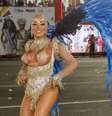 Mulher Abacaxi desfilou careca e com fantasia luxuosa  Foto: AgNews