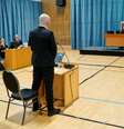 Anders Behring Breivik participa de audiência na prisão de Ringerike  Foto: Cornelius Poppe/Reuters