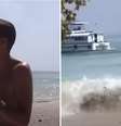 Julian Hadden filmou o momento em que o mar apresenta um comportamento incomum, pouco antes do tsunami invadir a região  Foto: Reprodução/Youtube