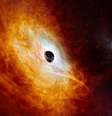 Arte: O núcleo brilhante do J0529-4351 é alimentado por um buraco negro supermassivo  Foto: ESO / BBC News Brasil