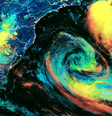 Imagem de satélite de um ciclone tropical em formação.   Foto: Foto: reprodução Metsul 