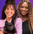 Andrômeda (Ramille) com a mãe, Lulu (Cris Vianna), e a pet Britney: a ânsia de ficar famosa para se sentir menos inferior  Foto: Fotomontagem: Blog Sala de TV (Fotos: Divulgação/Globo)
