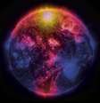 As áreas que recebem cores branco, amarelo e laranja são, nessa ordem, as que mais emitiram raios gama durante o máximo solar de 2014 (Imagem: Reprodução/Arsioli/Orlando/NASA/SDO/Duberstein)  Foto: Canaltech