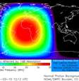 Mapa do apagão de rádio durante o evento solar; as cores representam diferentes frequências de ondas de rádio (NOAA/SWPC Boulder)  Foto: Canaltech