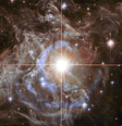 RS Puppis, uma estrela Cefeida usada como vela padrão cósmica para calibração das medidas de distâncias no universo (Imagem: Reprodução/NASA)  Foto: Canaltech
