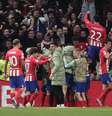 Jogadores do Atlético de Madrid comemorando a classificação.   Foto: THOMAS COEX/AFP via Getty Images / Esporte News Mundo