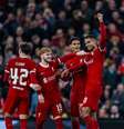 Jogadores do Liverpool comemorando um dos gols da vitória diante do Sparta Praga.   Foto: Divulgação/ Liverpool / Esporte News Mundo