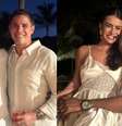 Pai Geo com Rômulo Arantes Neto e Mari Saad no luau na noite anterior ao casamento  Foto: Reprodução