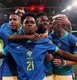 Endrick comemora o gol da vitória do Brasil contra a Inglaterra  Foto: Carl Recine/Reuters