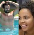 Davi e Matteus pularam pelados na piscina enquanto Pitel observava tudo.  Foto: Reprodução, Globoplay / Purepeople