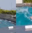 Homem fica preso em piscina de hotel em Taiwan durante terremoto  Foto: Reprodução/X