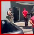 Momento em que fugitivos do presídio de Mossoró são presos e chegam em sede da PF  Foto: Reprodução