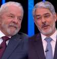 Lula e Bonner no reencontro na bancada do 'Jornal Nacional' em 2022: afagos após anos de tensão  Foto: Reprodução/TV