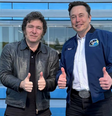 Presidente da Argentina, Javier Milei, e o dono da Tesla e do X (antigo Twitter), Elon Musk.  Foto: Divulgação/Governo da Argentina