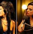 Amy Winehouse (à esquerda) durante uma apresentação em 2008; na foto ao lado, a atriz Marisa Abela interpretando a cantora no filme  Foto: PA MEDIA/STUDIO CANAL / BBC News Brasil