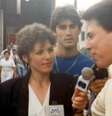 Olga Bongiovanni conseguiu uma entrevista exclusiva com Silvio Santos na sede do SBT em São Paulo, em 1988  Foto: Reprodução/Instagram