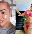 A influenciadora Yina Calderón publicou vídeos nas redes sociais em que aparece retirando tatuagens de seu rosto  Foto: Reprodução / Redes Sociais / @yinacalderonoficial / Reprodução / Redes Sociais / @yinacalderonoficial