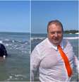 Erick Jacquin  protesta de terno e gravata na praia  Foto: Reprodução/Instagram