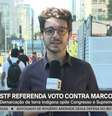 O repórter Victor Ferreira respondeu ao desaforo sem perder a concentração no 'ao vivo'  Foto: Reprodução/TV