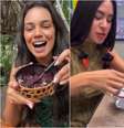 Alane e Isabelle tomam açaí misturado com farinha  Foto: Reprodução/Instagram