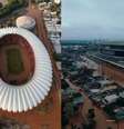 Fotos: Max Peixoto / Richard Dücker / MetSul Meteorologia - Legenda: Beira-Rio e Arena do Grêmio também sofreram alagamentos  Foto: Jogada10