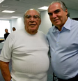 Samuel Klein, fundador da Casas Bahia, ao lado do filho Michael Klein  Foto: Sebastião Moreira/Estadão Conteúdo/Arquivo