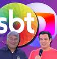 Cleber Machado, da equipe de transmissão do futebol, e Celso Portioli, do 'Domingo Legal', ajudam o SBT a vencer eventualmente a Globo por alguns minutos  Foto: Fotomontagem: Blog Sala de TV