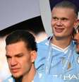  Foto: OLI SCARFF/AFP via Getty Images - Legenda: Ederson, Haaland e Guardiola comemoram mais um troféu do Manchester City / Jogada10