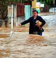 Homem resgatando um cachorro na inundação  Foto: cabuscaa/iStock