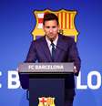 Messi em coletiva de imprensa no Camp Nou em 2021, pelo Barcelona (Foto de Eric Alonso/Getty Images)  Foto: Esporte News Mundo