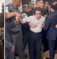 Em vídeos, que estão circulando nas redes sociais, é possível ver militares empurrando alunos e segurando um dos manifestantes  Foto: Reprodução/Instagram
