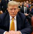 Trump durante o julgamento  Foto: Michael M. Santiago/Getty Images / BBC News Brasil