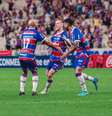  Foto: Mateus Lotif/FEC - Legenda: Jogadores do Fortaleza comemoram um dos gols no triunfo diante do Trinidense / Jogada10