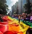 A 24ª Parada LGBT+, na Avenida Paulista: pico de público foi de 73 mil  Foto: Taba Benedicto/Estadão / Estadão