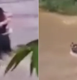 Três amigos se abraçam antes de serem levados por enchente na Itália  Foto: Reprodução/Facebook JCH Canal Digital