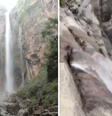 Vídeo mostra que famosa cachoeira na China pode ser artificial; entenda  Foto: Montagem/Reprodução das Redes Sociais 
