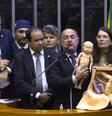 Deputado Zacharias Calil (União-GO) encena aborto durante sessão da Câmara, em maio, em protesto contra a decisão do Supremo Tribunal Federal (STF)  Foto: @CamaradosDeputados via Youtube